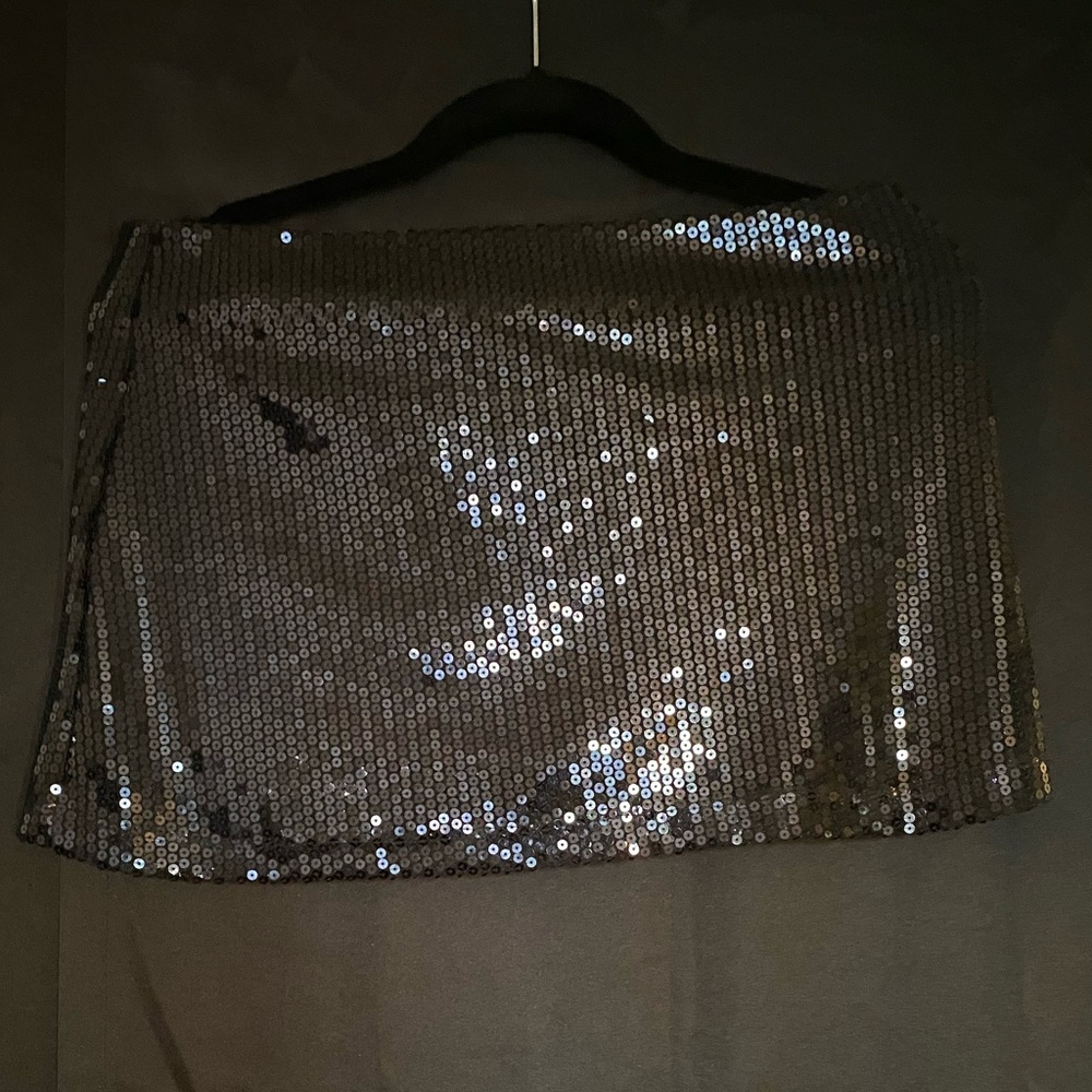 Juniors Black sequin mini skirt
